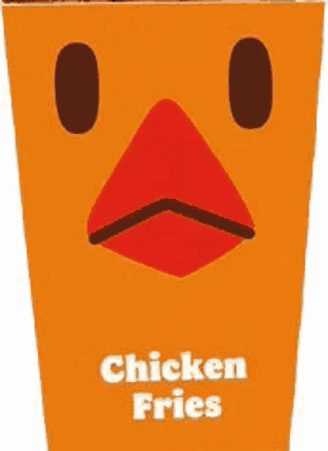 a container of chicken fries with a chicken face on it .