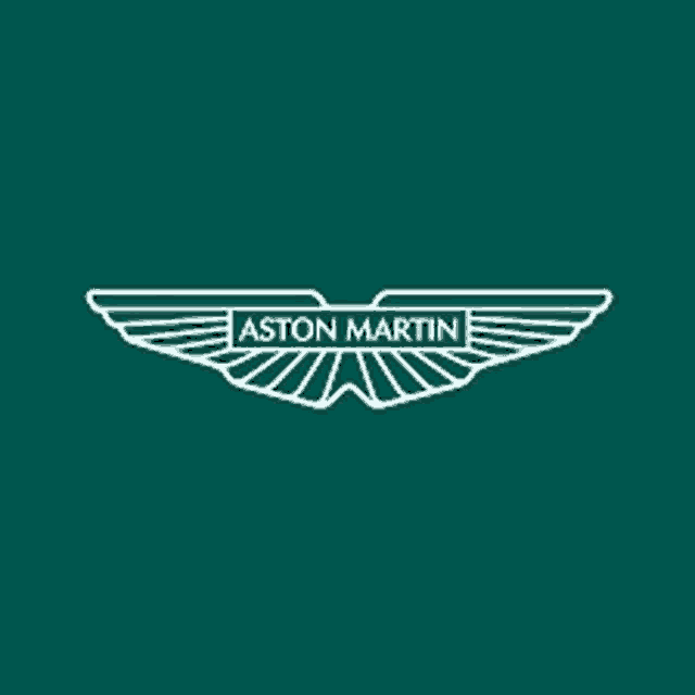 a logo for aston martin is on a green background