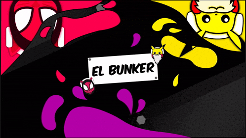 a sign that says el bunker is on a purple background