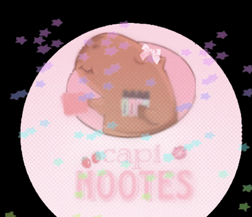 a pink circle with the word hootes written in green
