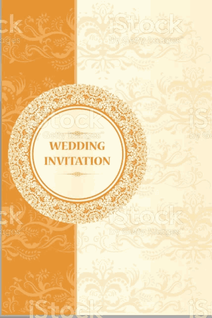 a wedding invitation with a circle in the center