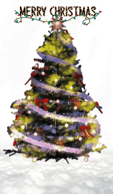 a christmas tree with the words merry christmas written above it
