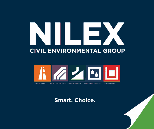 a blue sign that says nilex civil environmental group on it