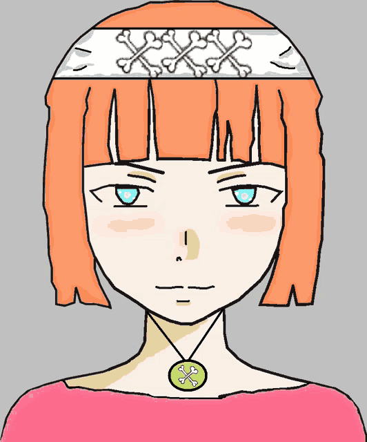 a drawing of a girl wearing a bandana and a necklace