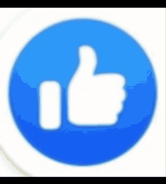 a blue circle with a white thumbs up sign inside of it .