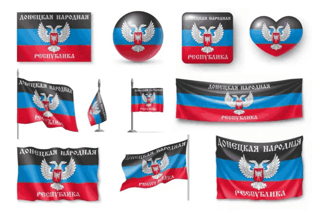 a set of flags with the word donetsk written on them