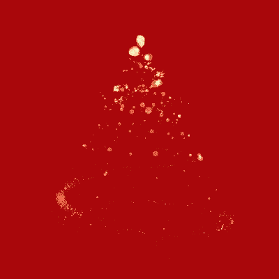 a christmas tree made out of lights on a red background .