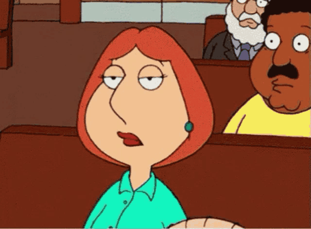 a cartoon of lois griffin is sitting in a church