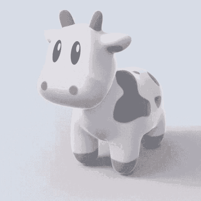 a cartoon cow with black spots on its body