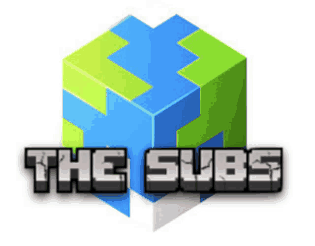 a blue and green cube that says the subs on it