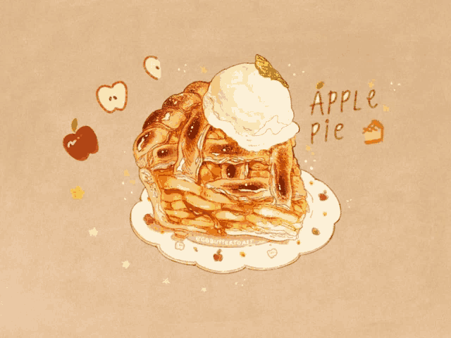 an apple pie with a scoop of ice cream on top