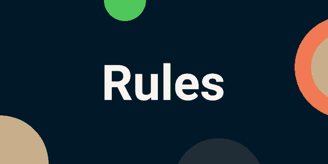 the word rules is on a blue background