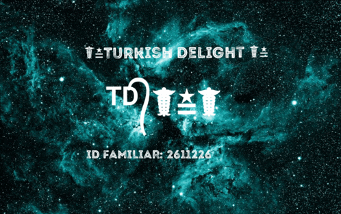 a blue background with turkish delight written in white