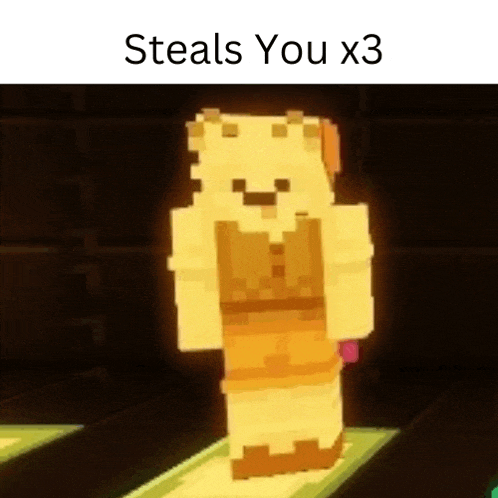 a picture of a minecraft character that says steals you x3 on it