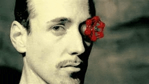 a man with a valve in his eye .