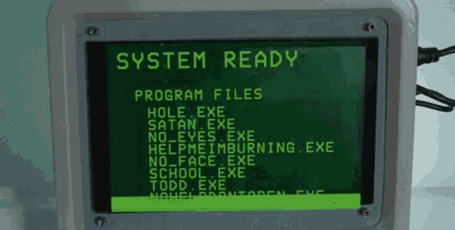 a computer screen that says system ready program files on it