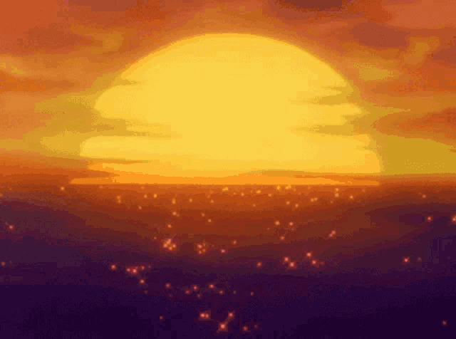 the sun is setting over the ocean with a lot of stars in the sky