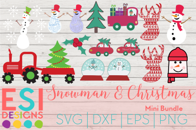 Snowman and Christmas Mini Bundle | SVG, DXF, EPS & PNG