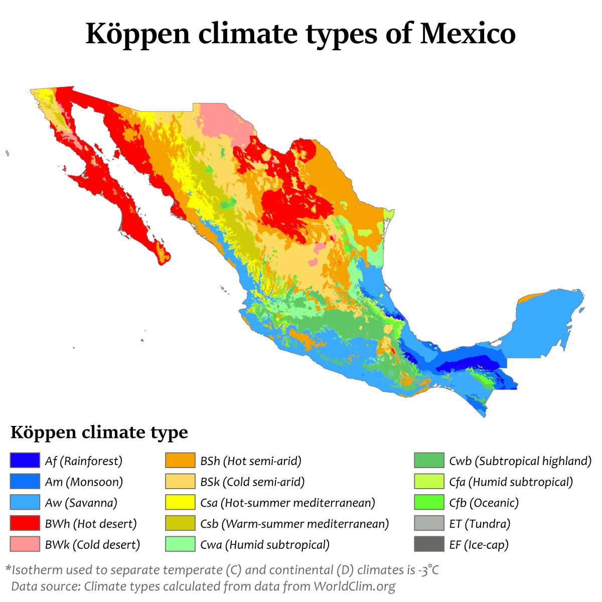 Mexico Climate Zone Map