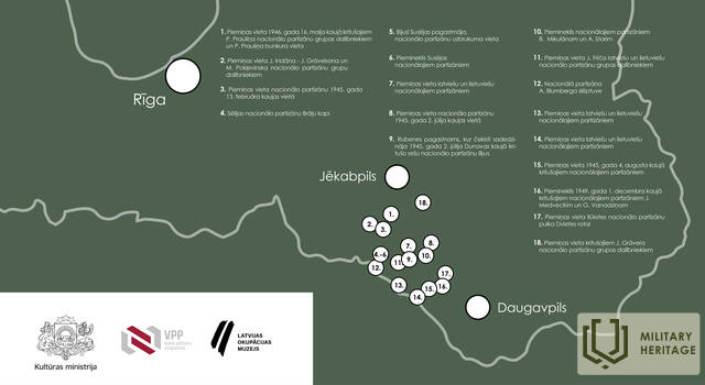 Maršruts "Bruņotā pretošanās padomju okupācijas varai Sēlijā" Otrā pasaules kara laikā un pēc tā