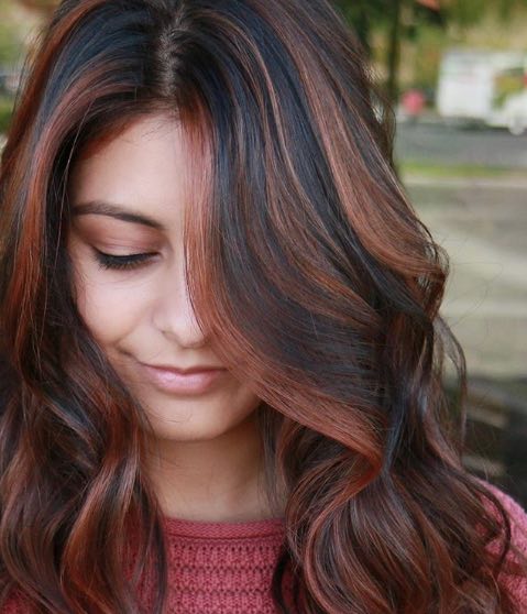 Foilayage Highlight Technique on Dark hair