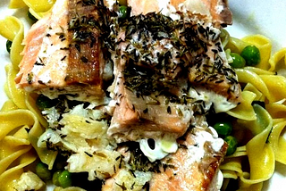 Main Dishes — Thyme Salmon with Sage Pasta