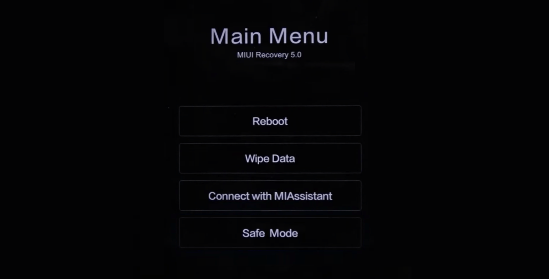 recovery main menu xiaomi