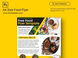 Free A4 Size Food Flyer Mockup PSD Template