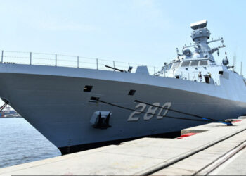 Pakistan Navy’s warship Babur sit in the dock at the Karachi Naval Dockyard in Karachi on June 26, 2024. (Photo courtesy: Pakistan Navy)