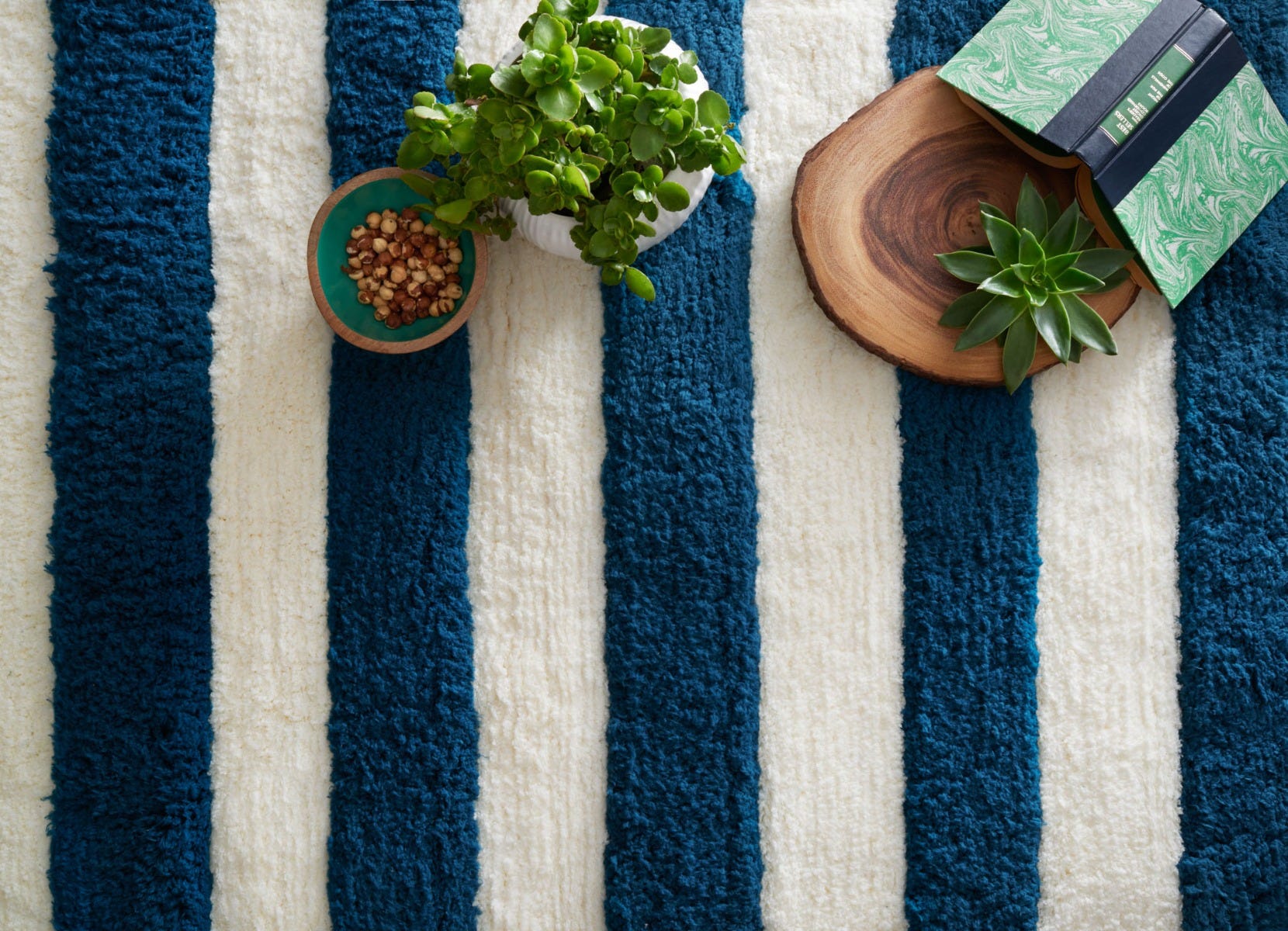 Blue Striped Area Rug