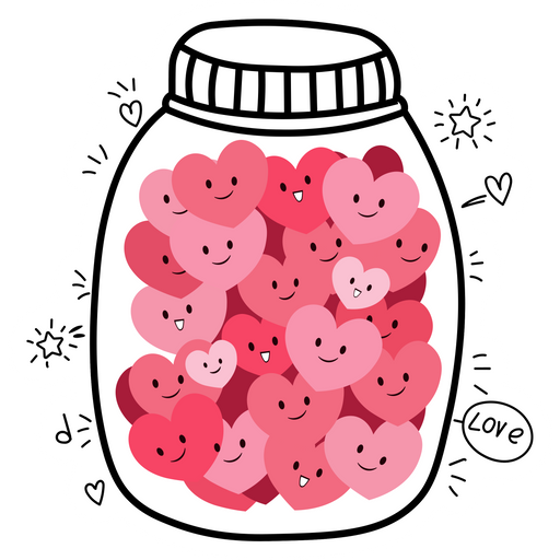 Jar with Love Hearts Sticker