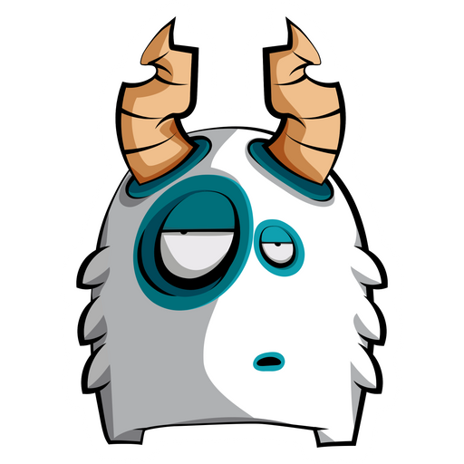  White Horned Bore Monster Sticker