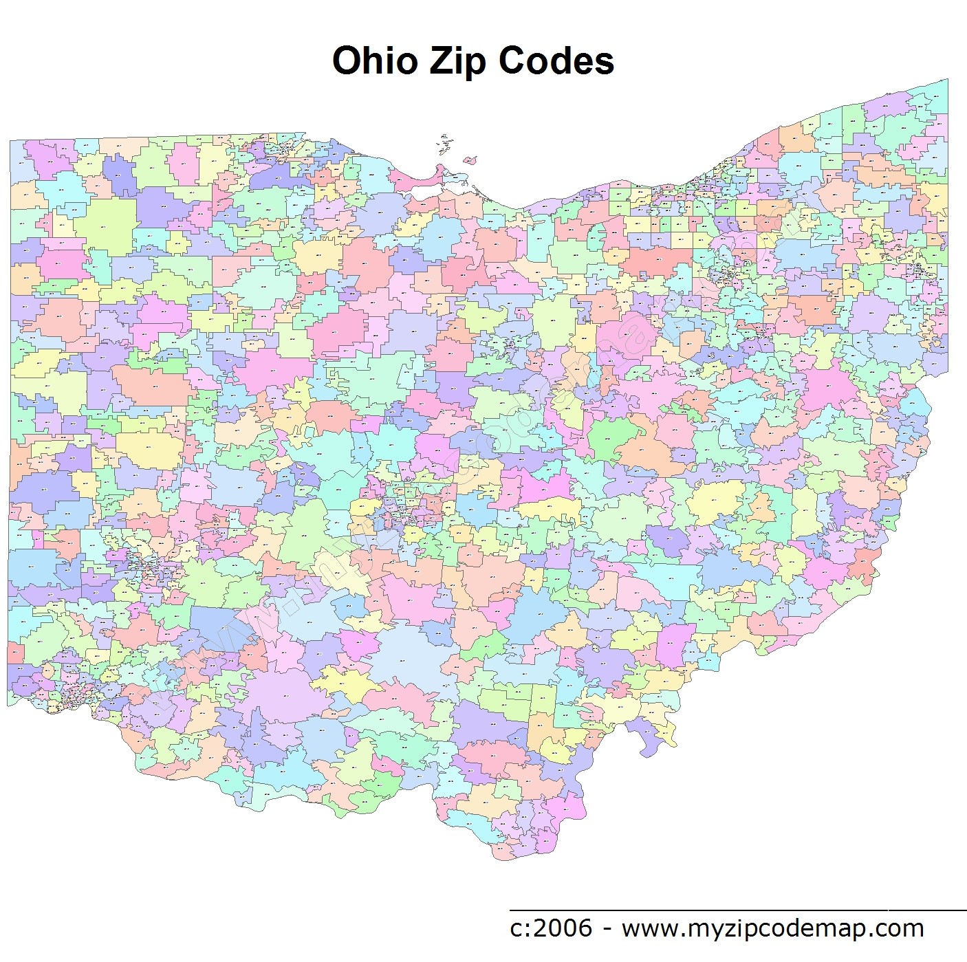 Ohio Zip Code Map Printable