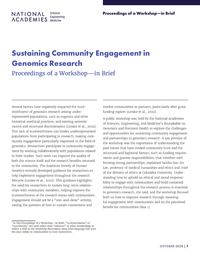 Sustaining Community Engagement in Genomics Research: Proceedings of a Workshop—in Brief