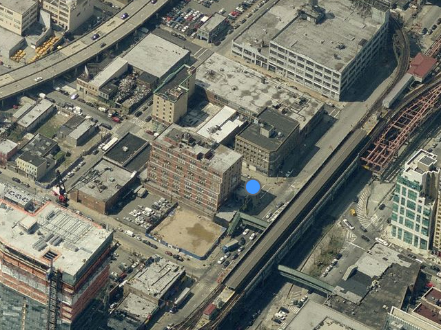 42-02 Crescent Street, just above blue dot, overhead shot from Bing Maps