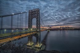 The George Washington Bridge seen at sunrise from the Fort Lee Historic Park in January of 2017. Photo by Kris Denkers/Gypsy Owl Photography