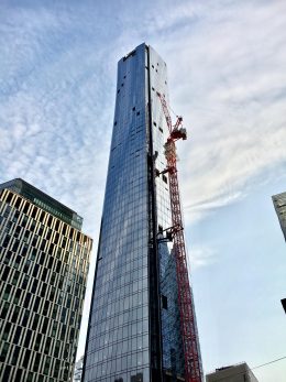 111 Murray Street with crane coming down on south side. Photograph by Michael Young