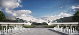 Entry to TWA Hotel rendering, by MCR Development