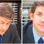 Jim Looking at Camera  meme template blank Jim Halpert, The Office, staring, shock