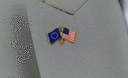 EU + USA - Crossed Flag Pin