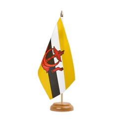 Brunei Table Flag 6x9", wooden