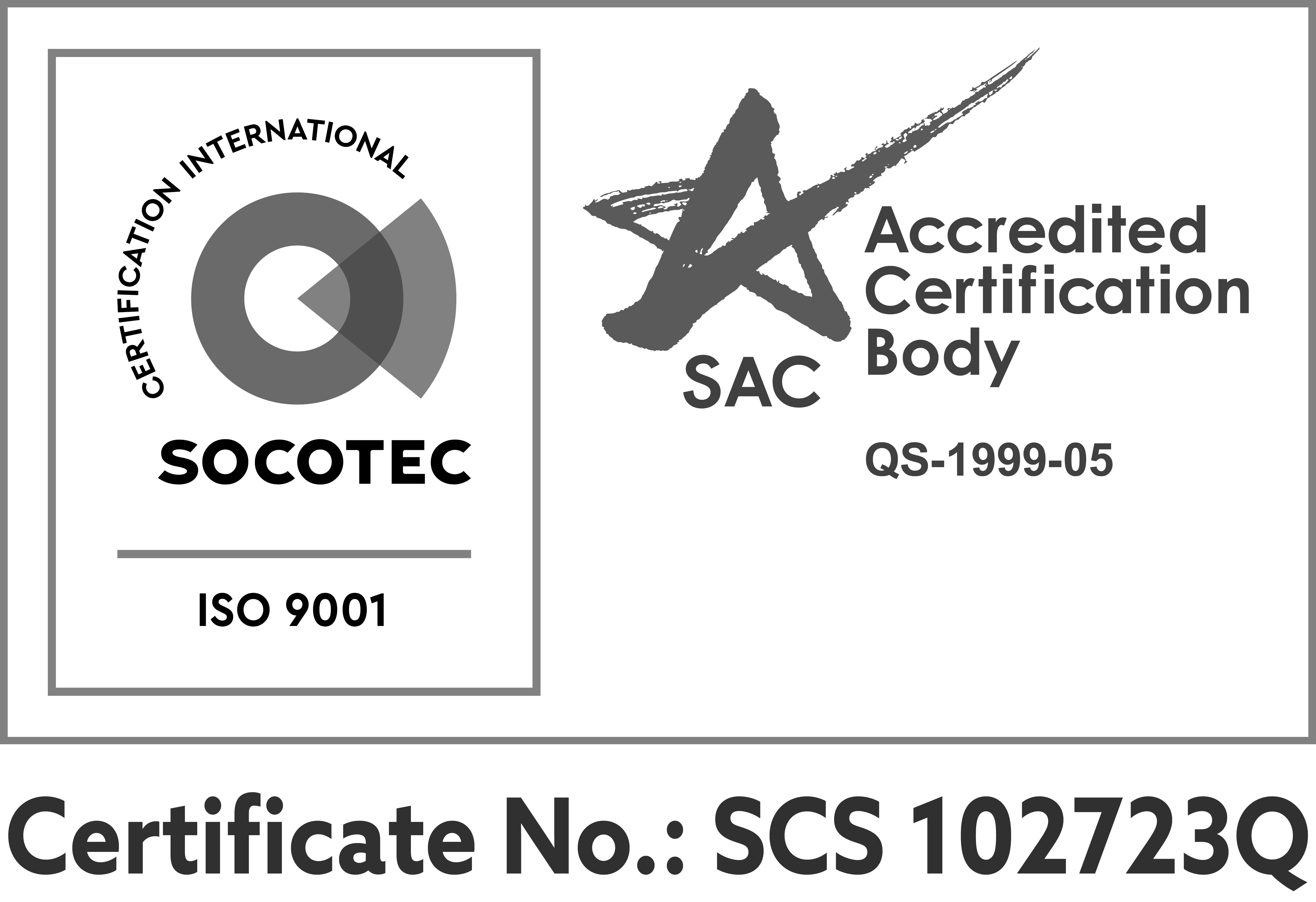 Certificate No.: SCS 102723Q