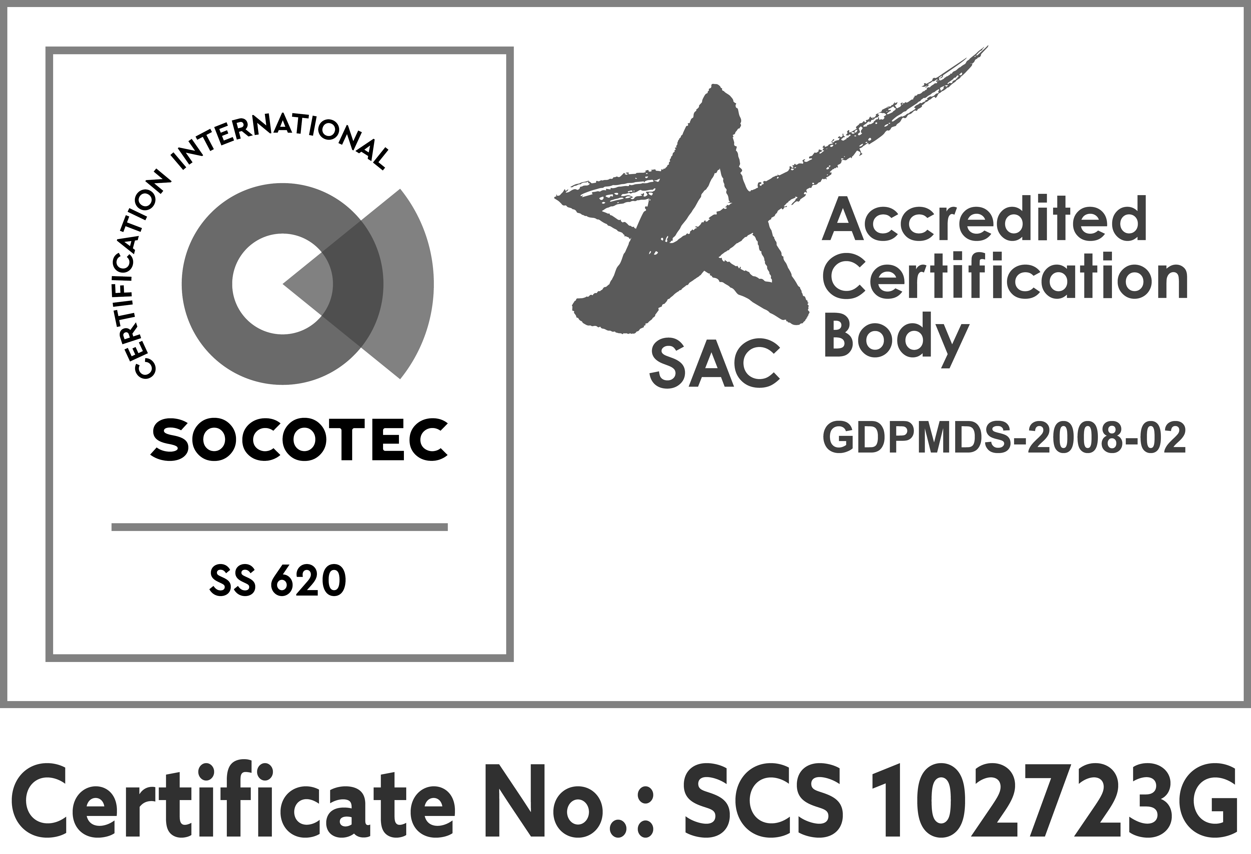 Certificate No.: SCS 102723G