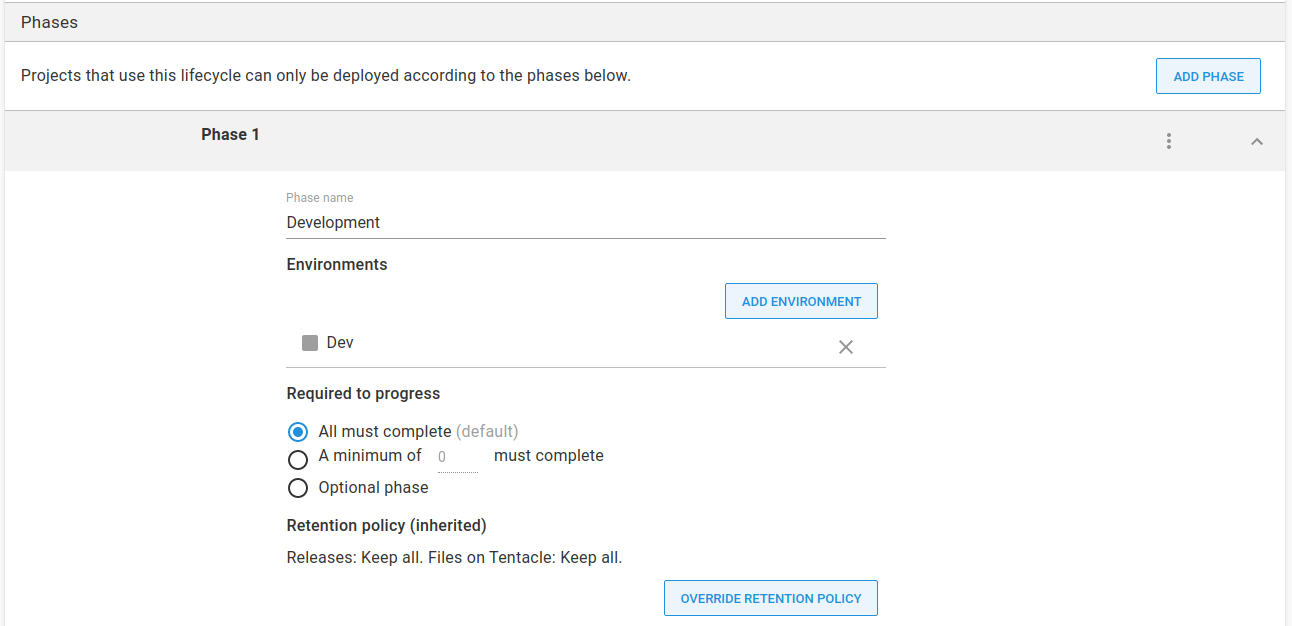 Add Dev lifecycle phase