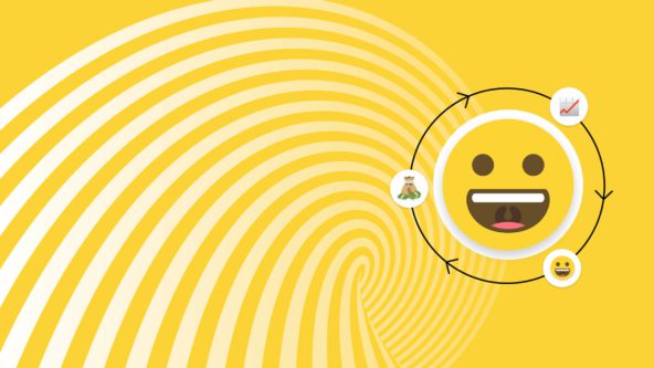 Smiley face emoji on yellow background