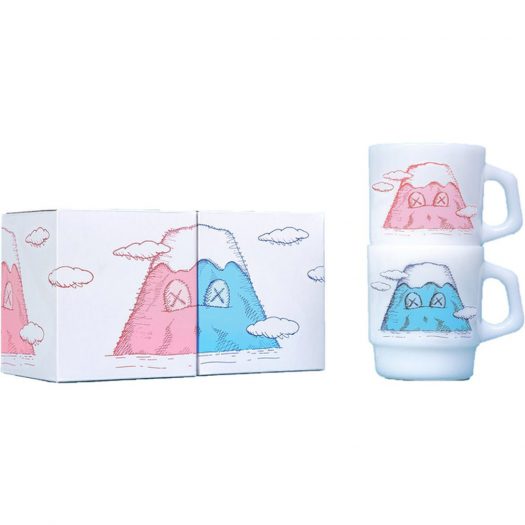 Kaws Holiday Japan Mount Fuji Fire King Mug (Set Of 2) Multicolor