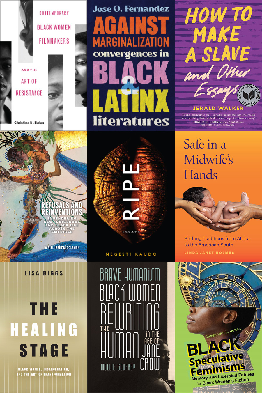 A 3x3 grid shows nine OSU Press Black studies book covers, displaying the range of the Press's publications.