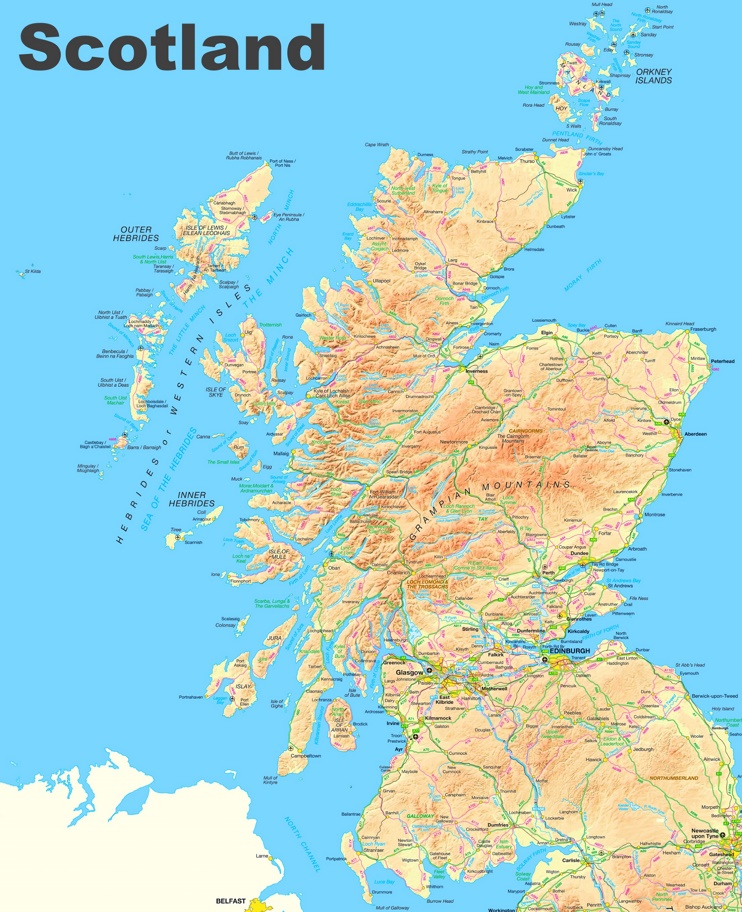 Scotland Road Map Laminated Or Framed Wall Map Of Scotland - Photos