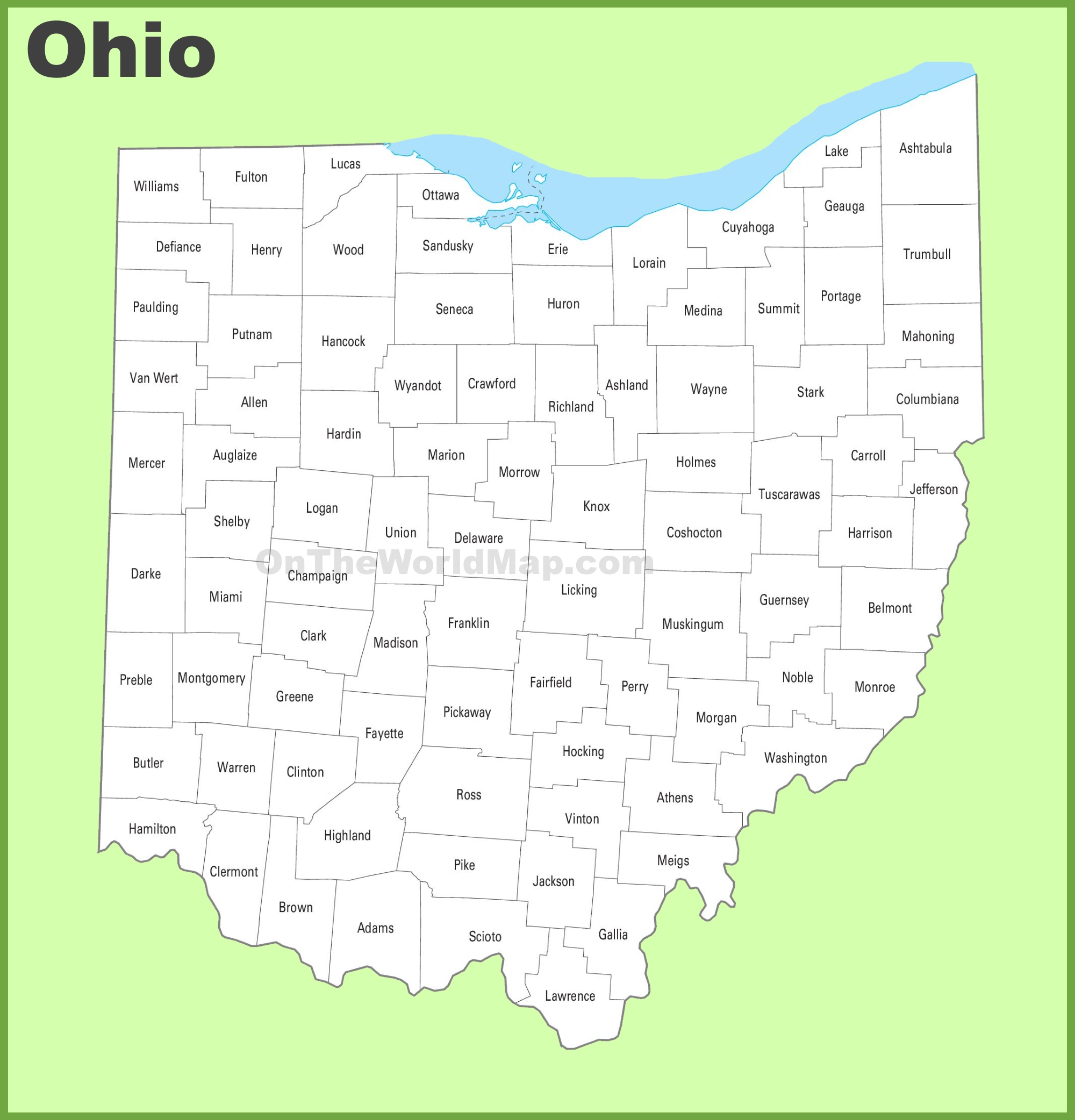 Printable Map Of Ohio Counties