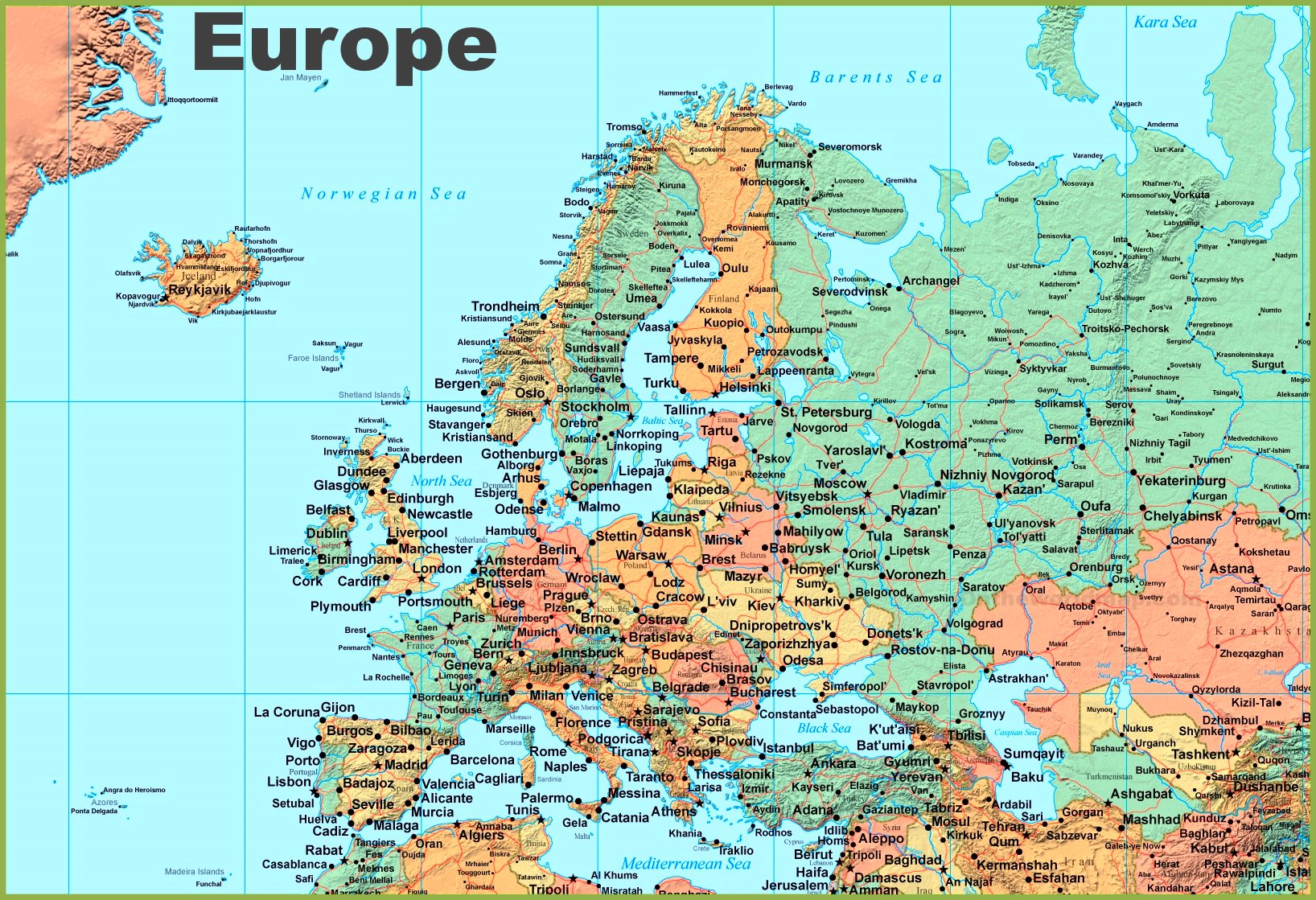 Free Printable Map Of Europe With Countries - Free Printable Templates